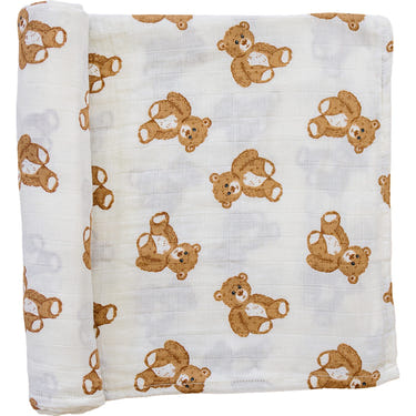 Soft teddy bear swaddle blanket for babies, perfect for cozy naps and gentle cuddles.