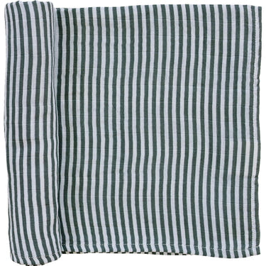 Green Stripes Muslin Swaddle Blanket for babies, soft and breathable, perfect for swaddling and comfort.