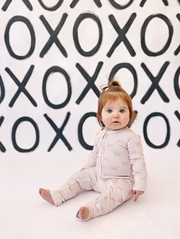 Blushing Bows Ribbed Bamboo Zippy Pajamas