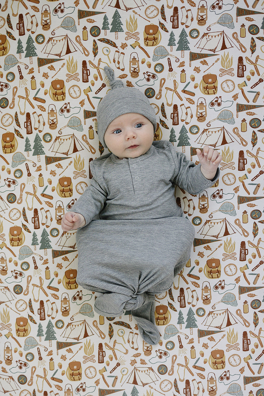 Heather Grey Ribbed Bamboo Newborn Knot Hat - MOOGCO Baby