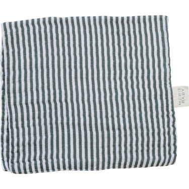Green Stripes Muslin Burp Cloth for babies, soft and absorbent, perfect for feeding and messes.
