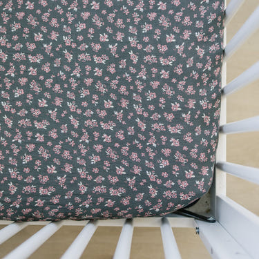 Olive Bloom Muslin Crib Sheet for stylish and comfortable baby bedding and sleep.