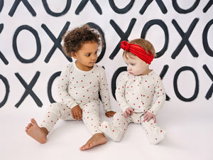 Tiny Hearts 2pc Bamboo Pajamas for babies, cozy and stylish sleepwear in soft bamboo fabric.