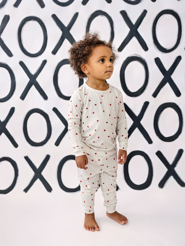 Tiny Hearts 2pc Bamboo Pajamas for babies in soft fabric, perfect for comfortable sleep and cozy nights.