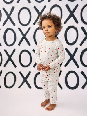 Tiny Hearts 2pc Bamboo Pajamas for babies, soft and breathable sleepwear in a cozy design.