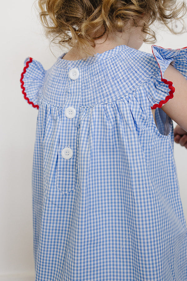 Flag Gingham Smocked Dress