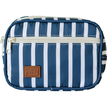 Navy stripe mini fanny pack for babies, perfect for toys and entertainment on-the-go.