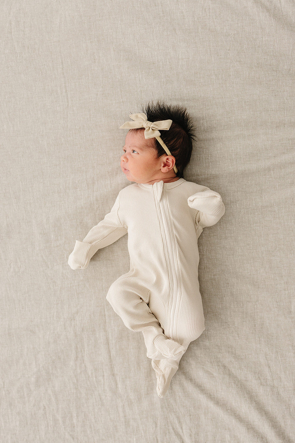 Vanilla Organic Cotton Ribbed Zipper - MOOGCO Baby