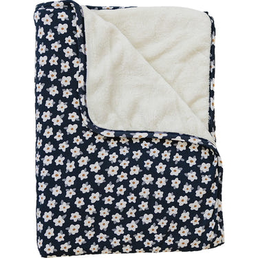 Navy Daisy Bamboo Fleece Quilt - Soft, cozy baby blanket for nursery decor and comfort.