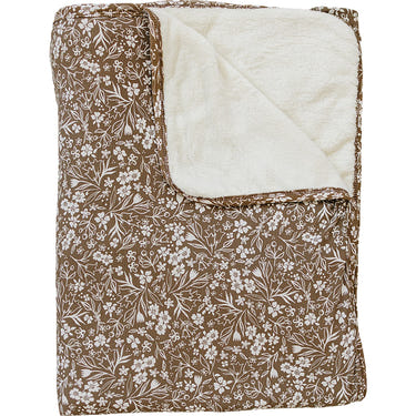 Brown floral bamboo fleece quilt for babies, perfect for cozy bedding and linens.