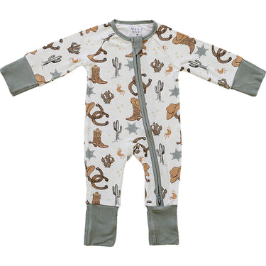 Outlaw Cowboy Ribbed Bamboo Zipper for cozy baby bedding and sleep comfort.