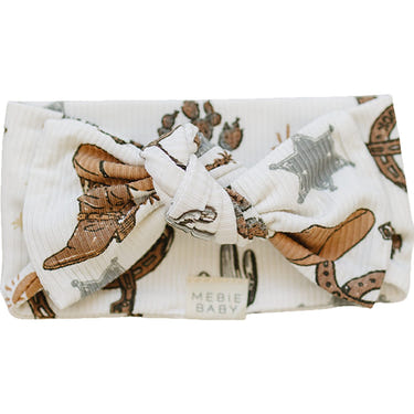 Outlaw Cowboy Ribbed Bamboo Head Wrap for babies - stylish and comfortable bedding accessory.