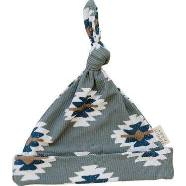 Southwest Aztec ribbed bamboo newborn knot hat for stylish baby headwear.