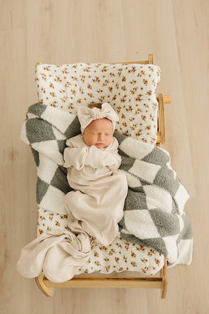 Green Checkered Plush Blanket - MOOGCO Baby