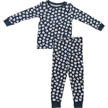 Navy Daisy Ribbed Bamboo Cozy Set for babies, perfect for bedding and sleep comfort.