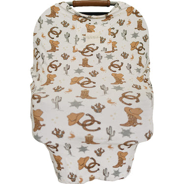 Outlaw Cowboy Ribbed Bamboo Multi-Use Cover for babies, perfect for nursing and stroller use.