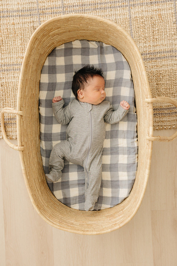 Heather Grey Ribbed Bamboo Zipper - MOOGCO Baby