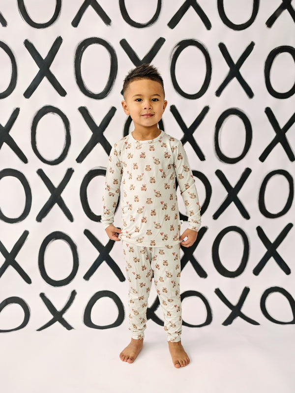 Teddy Bear Hearts 2pc Bamboo Pajamas