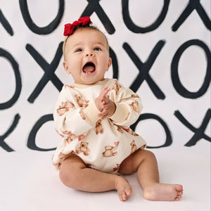 Teddy Bear Hearts Sweatshirt Romper