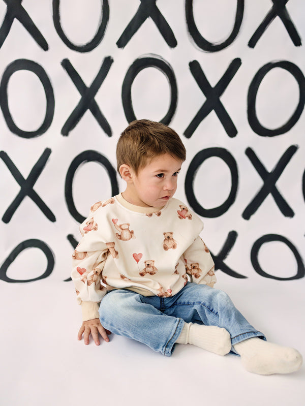 Teddy Bear Hearts Crewneck Sweatshirt