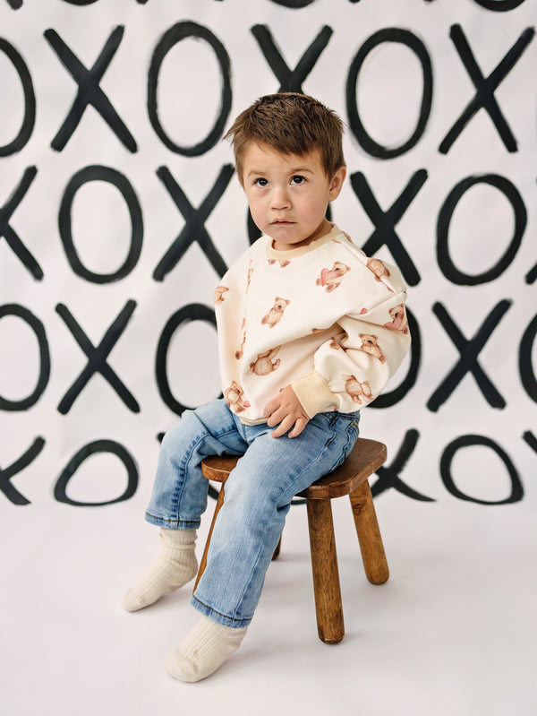 Teddy Bear Hearts Crewneck Sweatshirt