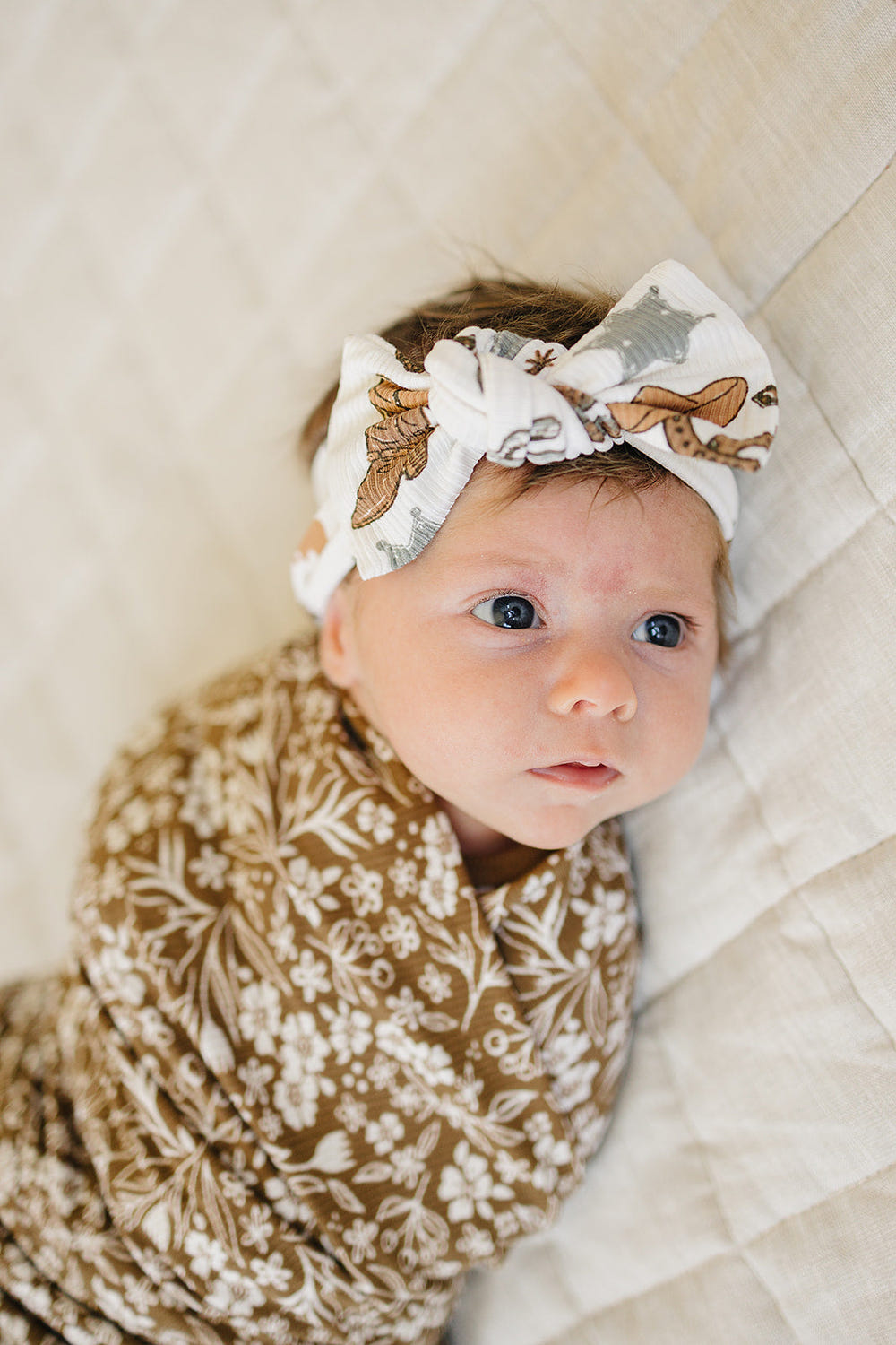 Outlaw Cowboy Ribbed Bamboo Head Wrap for babies - stylish and comfortable bedding accessory.