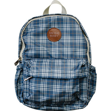 Navy plaid mini backpack for babies, perfect for stylish outings and everyday use.