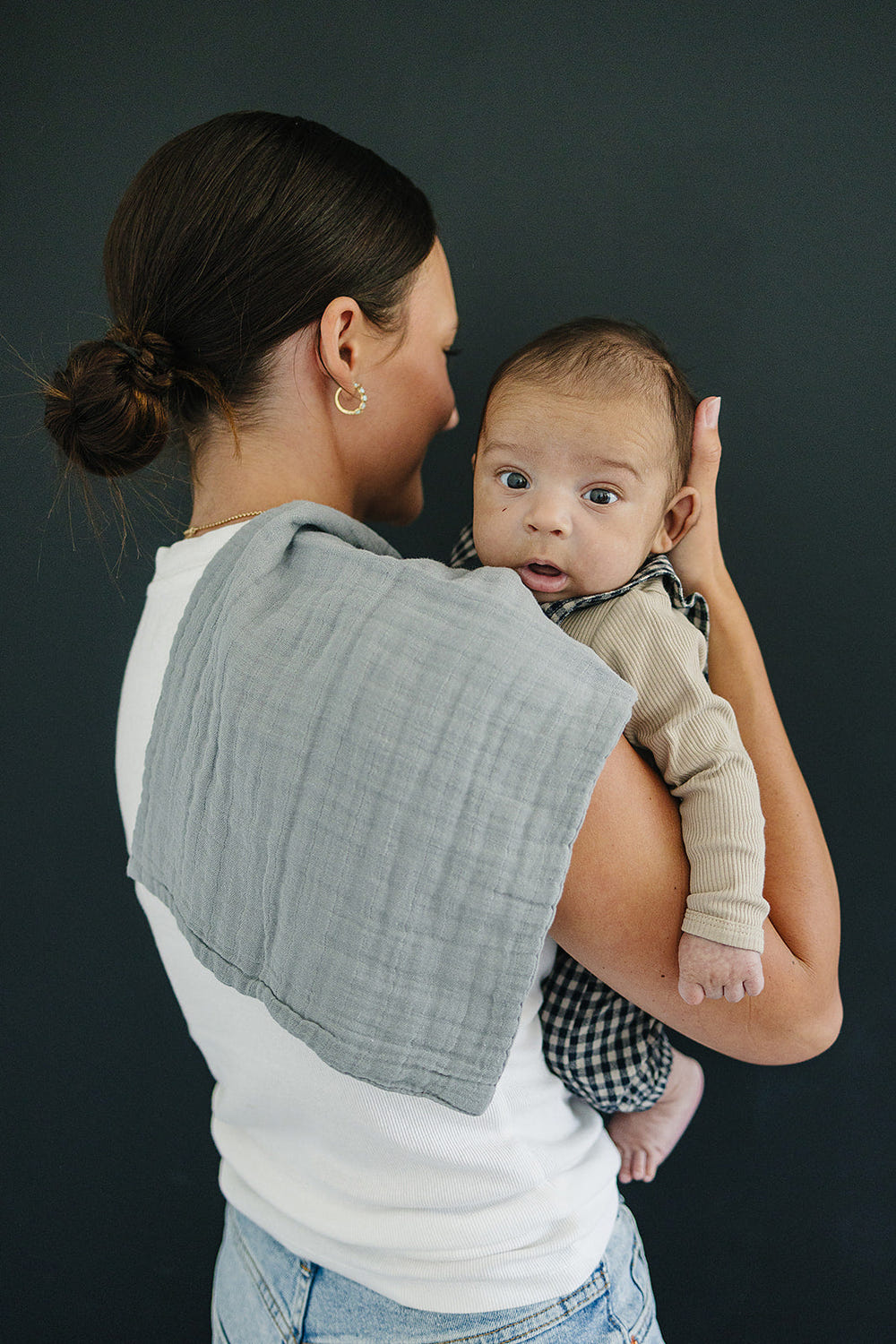 Dusty Blue Muslin Burp Cloth - MOOGCO Baby