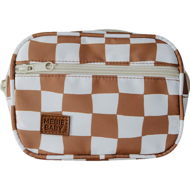 Rust wavy checkered mini fanny pack for babies, stylish and functional accessory for little ones.