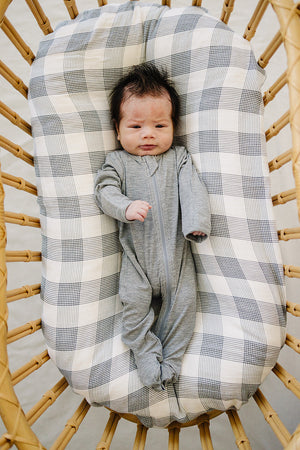 Heather Grey Ribbed Bamboo Zipper - MOOGCO Baby