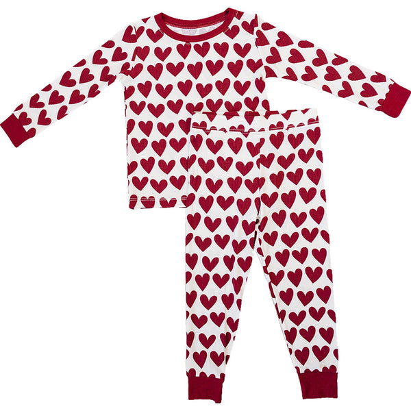 Hearts Ribbed Bamboo Cozy Set for babies - soft, stylish two-piece outfit in a charming design.