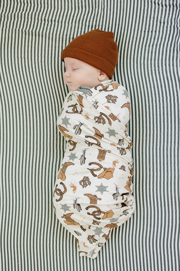 Outlaw Cowboy Ribbed Bamboo Stretch Swaddle