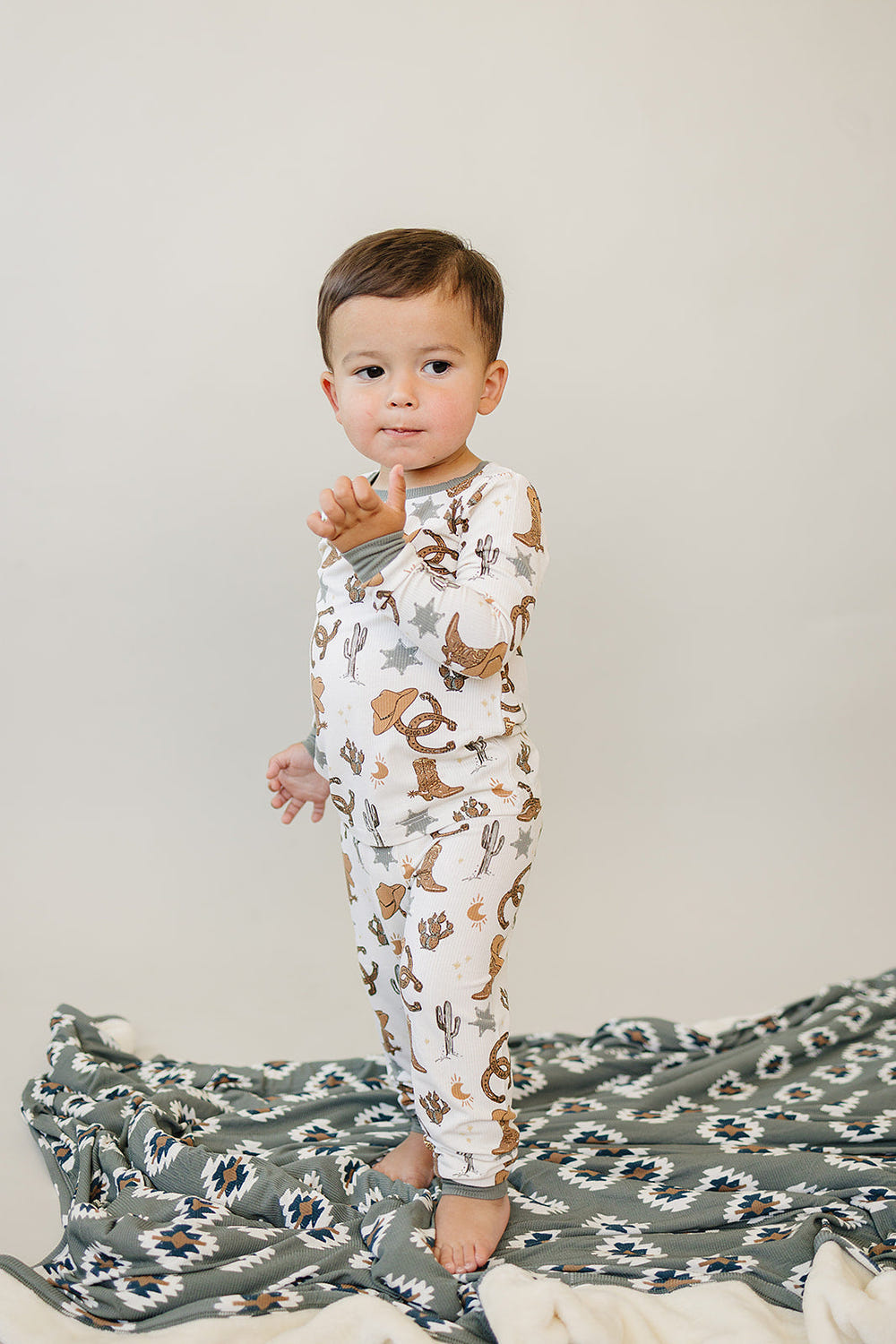 Outlaw Cowboy Ribbed Bamboo Cozy Set for babies - soft, stylish bedding for comfortable sleep.