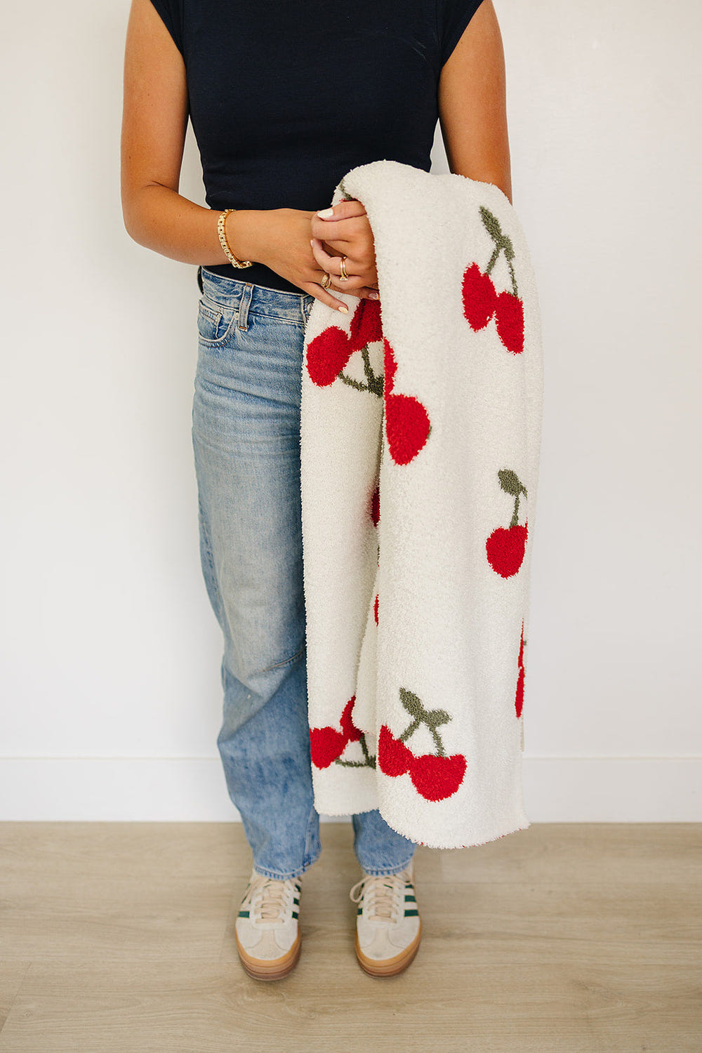 Cherry Plush Blanket for babies, soft and cozy swaddle for comfort and warmth. Perfect for cuddling and naps.