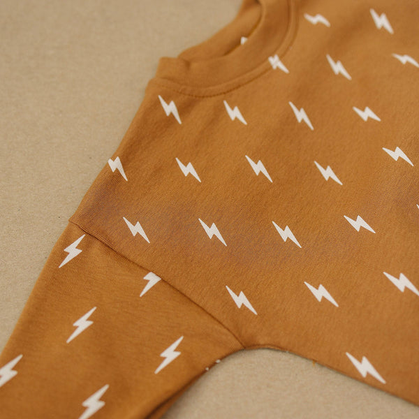 Baby jogger set in Fall Bolts design, showcasing a stylish two-piece outfit for infants.