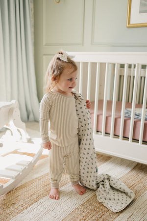 Taupe Stripe Ribbed Bamboo Cozy Set