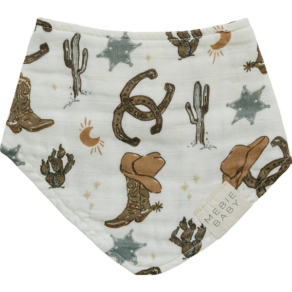 Outlaw Cowboy Classic Muslin Bib for babies, featuring a stylish cowboy design, perfect for mealtime messes.
