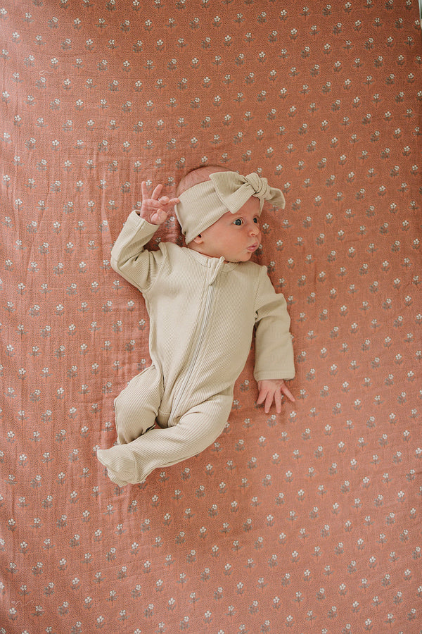 Vintage Pink Floral Muslin Crib Sheet