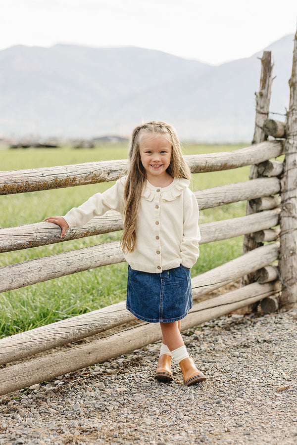 Mebie Baby Dark Wash Denim Skirt girls 6-12 to 8/9Y