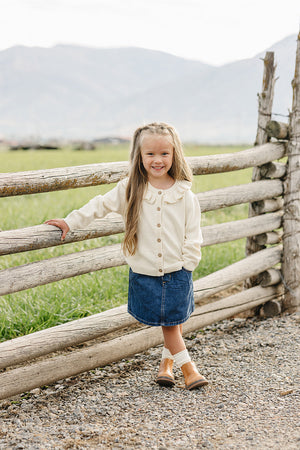 Cream Ruffle Knit Cardigan
