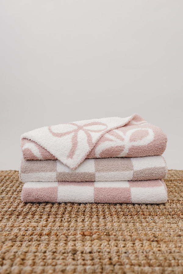 Pink Bow Plush Blanket