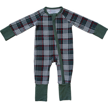 Green Plaid Bamboo Zipper - MOOGCO Baby