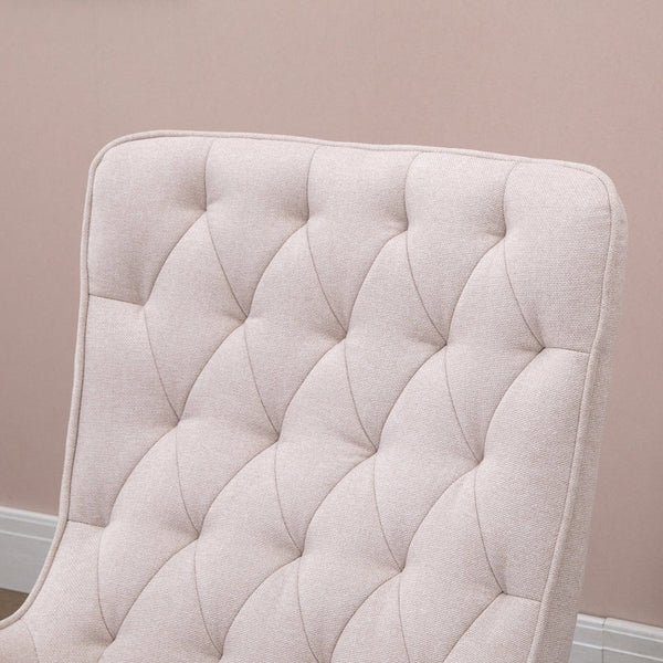 HOMCOM Mid-Century Fabric Nursery Rocker in Cream White