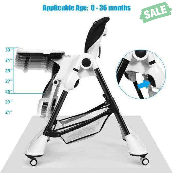 A-Shaped High Chair with 4 Lockable Wheels-Black High Chairs