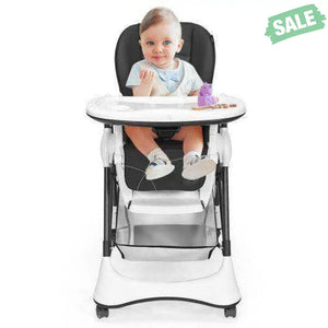 A-Shaped High Chair with 4 Lockable Wheels-Black High Chairs