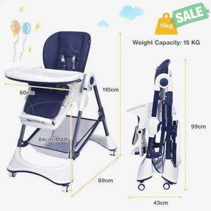 A-Shaped High Chair with 4 Lockable Wheels-Black High Chairs