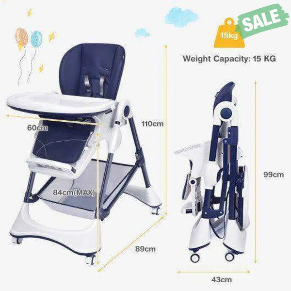 A-Shaped High Chair with 4 Lockable Wheels-Black High Chairs