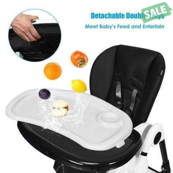 A-Shaped High Chair with 4 Lockable Wheels-Black High Chairs