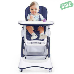 A-Shaped High Chair with 4 Lockable Wheels-Black High Chairs