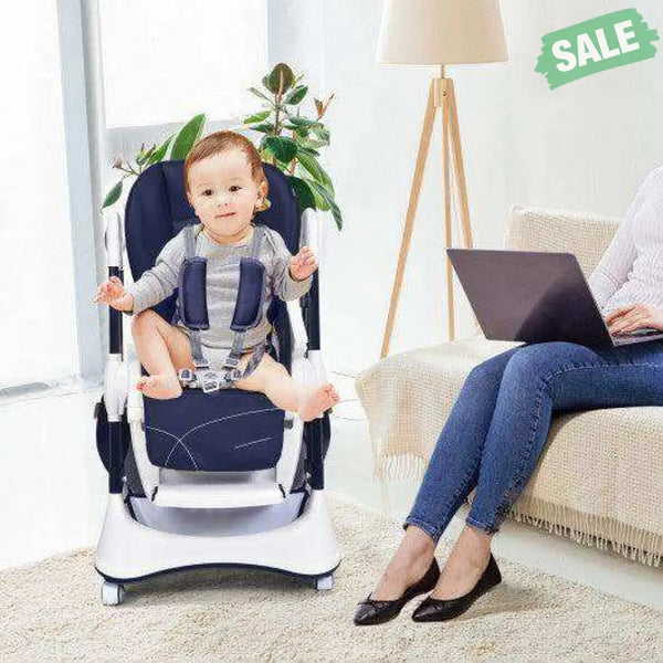 A-Shaped High Chair with 4 Lockable Wheels-Black High Chairs